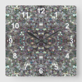 Sparkly kleurrijke zilveren mozaïek Mandala w numm Vierkante Klok (Voorkant)