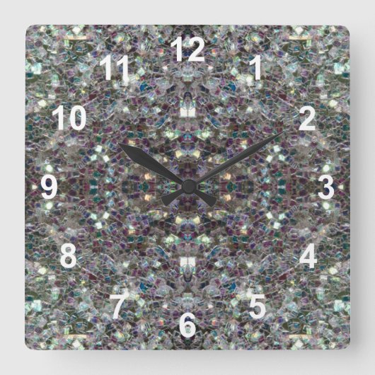 Sparkly kleurrijke zilveren mozaïek Mandala w numm Vierkante Klok (Voorkant)