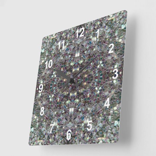 Sparkly kleurrijke zilveren mozaïek Mandala w numm Vierkante Klok (Hoek)