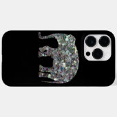 Sparkly kleurrijke zilveren mozaïek Olifant op zwa Case-Mate iPhone Case (Achterkant (horizontaal))