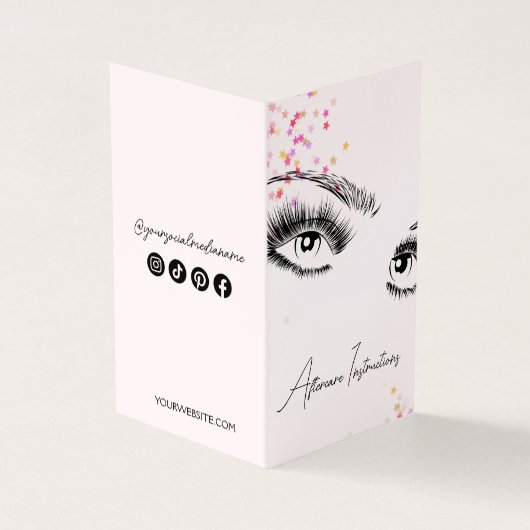 Sparkly Lashes Aftercare Instructies Icon Glitter Visitekaartje (Buitenkant)
