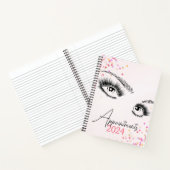 Sparkly Lashes Pink Glitter Star Afspraken Notitieboek (Binnen)