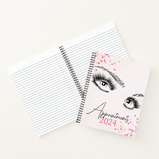 Sparkly Lashes Pink Glitter Star Afspraken Notitieboek (Binnen)