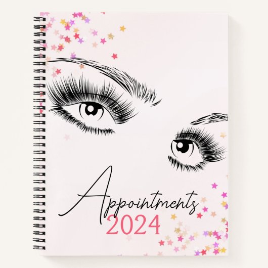 Sparkly Lashes Pink Glitter Star Afspraken Notitieboek (Voorkant)