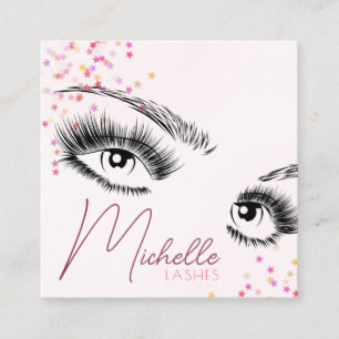 Sparkly Lashes Roze Glitter Star Confetti Make-up Vierkante Visitekaartje