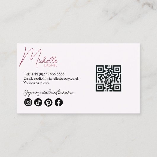 Sparkly Lashes Roze Glitter Star Confetti Make-up Visitekaartje (Achterkant)