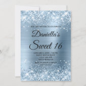 Sparkly Light Blue Glitter en Folie Sweet 16 Kaart (Voorkant)