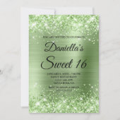 Sparkly Light Green Glitter en Folie Sweet 16 Kaart (Voorkant)