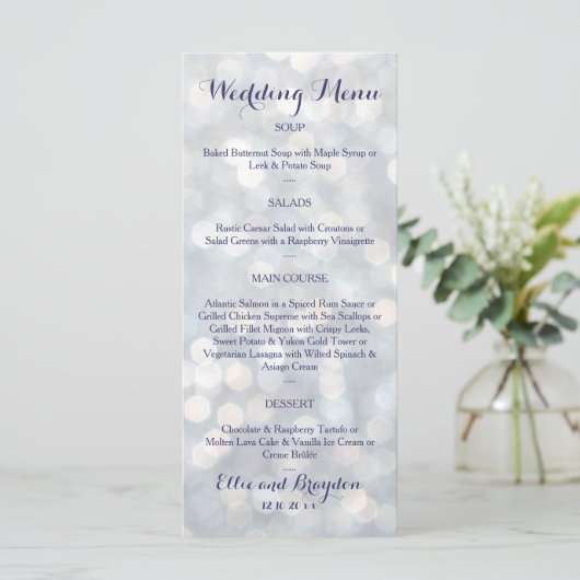 Sparkly Lights Wedding Menu (Staand voorkant)