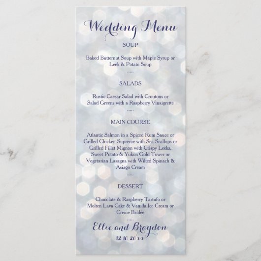 Sparkly Lights Wedding Menu (Voorkant)