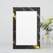 Sparkly lijn goud zwart chic abstract briefpapier (Staand voorkant)