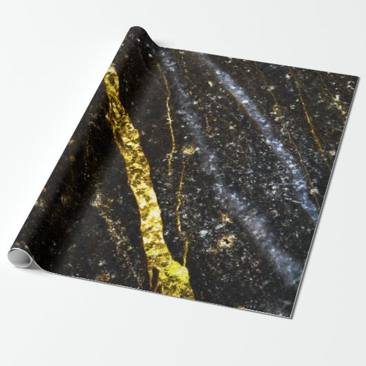 Sparkly lijn goud zwart chic abstract cadeaupapier (Uitgerold)