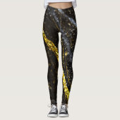 Sparkly lijn goud zwart chic abstract leggings (Voorkant)