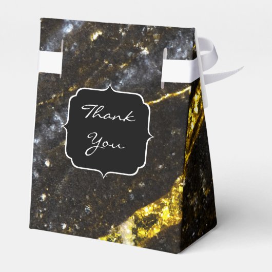 Sparkly lijn goud zwart chic abstract Monogram Bedankdoosjes (Achterkant)