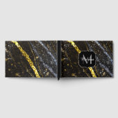 Sparkly lijn goud zwart chic abstract Monogram Gastenboek (Volledig)