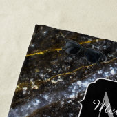 Sparkly lijn goud zwart chic abstract Monogram Strandlaken (In situ)