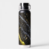 Sparkly lijn goud zwart chic abstract Monogram Waterfles (Achterkant)