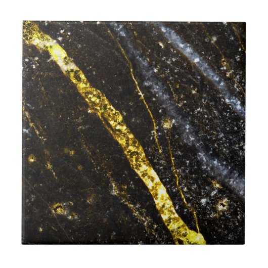 Sparkly lijn goud zwart chic abstract tegeltje (Voorkant)