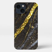 Sparkly lijn goud zwart chique abstract bling iPhone hoesje (Achterkant)