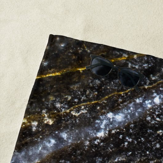 Sparkly lijn goud zwart chique abstract bling strandlaken (In situ)