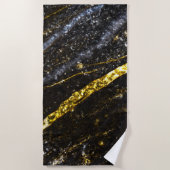 Sparkly lijn goud zwart chique abstract bling strandlaken (Voorkant)