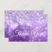 Sparkly Lila Glitter Paarse Gradiënt Harten Bedankkaart (Voorkant / Achterkant)