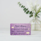 Sparkly Lila Paars Gold Glitter Credit Visitekaartje (Staand voorkant)