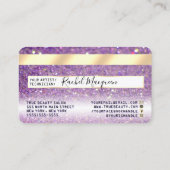 Sparkly Lila Paars Gold Glitter Credit Visitekaartje (Achterkant)