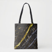 Sparkly line gouden zwart chique abstract Jouw naa Tote Bag (Voorkant)