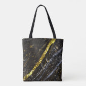 Sparkly line gouden zwart chique abstract Jouw naa Tote Bag (Achterkant)