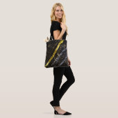 Sparkly line gouden zwart chique abstract Jouw naa Tote Bag (Op model)