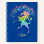 Sparkly look Raring Unicorn tegen Regenboog Notitieboek (Voorkant)