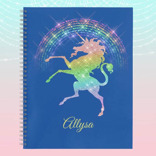 Sparkly look Raring Unicorn tegen Regenboog Notitieboek
