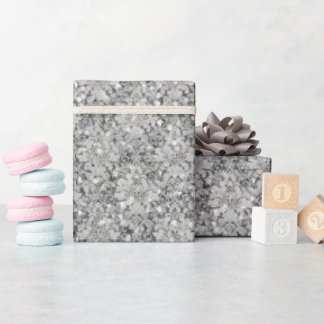 Sparkly Luxury Damask & Glitter - Silver Cadeaupapier