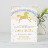 Sparkly & Magical Girl's Party Kaart (Staand voorkant)