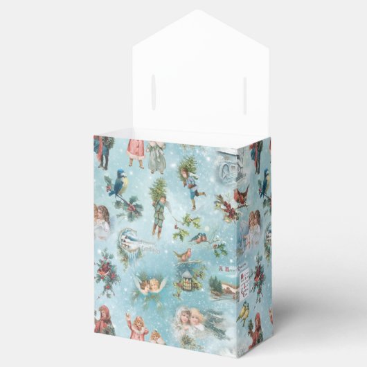 Sparkly Magical Winter Vintage-kerstcollage Bedankdoosjes (Geopend)