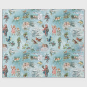 Sparkly Magical Winter Vintage-kerstcollage Cadeaupapier (Vlak)