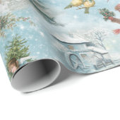 Sparkly Magical Winter Vintage-kerstcollage Cadeaupapier (Rol Hoek)
