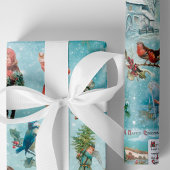 Sparkly Magical Winter Vintage-kerstcollage Cadeaupapier