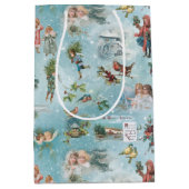 Sparkly Magical Winter Vintage-kerstcollage Medium Cadeauzakje (Voorkant)