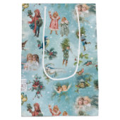 Sparkly Magical Winter Vintage-kerstcollage Medium Cadeauzakje (Achterkant)