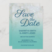 Sparkly Marble Blauwgroen Ombre sparen de Datum Kaart (Voorkant / Achterkant)