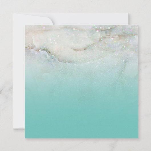 Sparkly Marble Blauwgroen Ombre Wedding Kaart (Achterkant)
