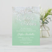 Sparkly Marble Mint Green Ombre Quince Años Kaart (Staand voorkant)