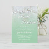 Sparkly Marble Mint Green Ombre Sweet Sixteen Kaart (Staand voorkant)