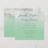 Sparkly Marble Mint Green Ombre Wedding Kaart (Voorkant / Achterkant)