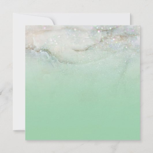 Sparkly Marble Mint Green Ombre Wedding Kaart (Achterkant)