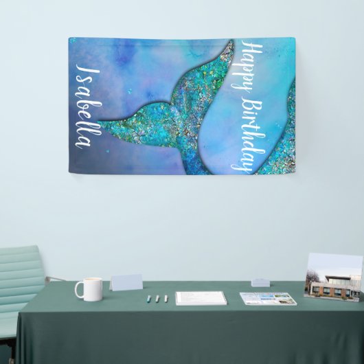 Sparkly Mermaid Fin Tail Birthday Party Banner (Beurs)