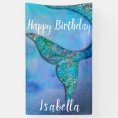 Sparkly Mermaid Fin Tail Birthday Party Banner (Verticaal)