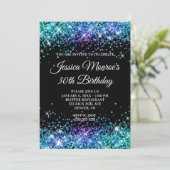 Sparkly Mermaid Glitter Black 30th Birthday Kaart (Staand voorkant)